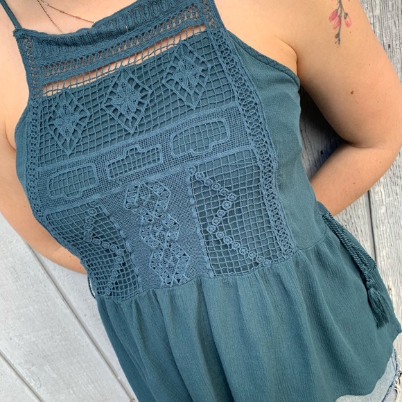 Blue Boho Tank with Tasels - Picture 3 of 5